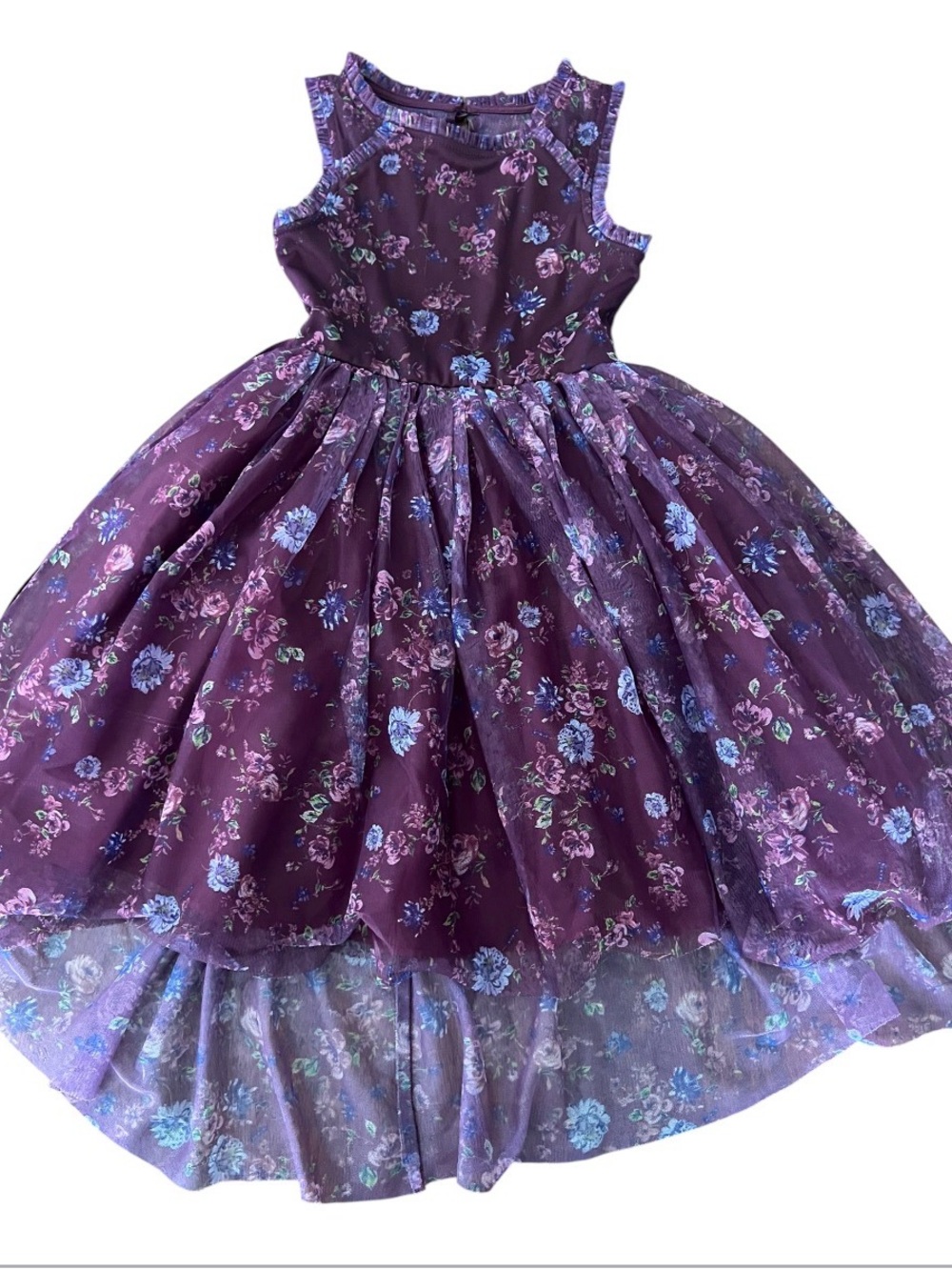 Purple Floral Tulle Party Dress Size 7